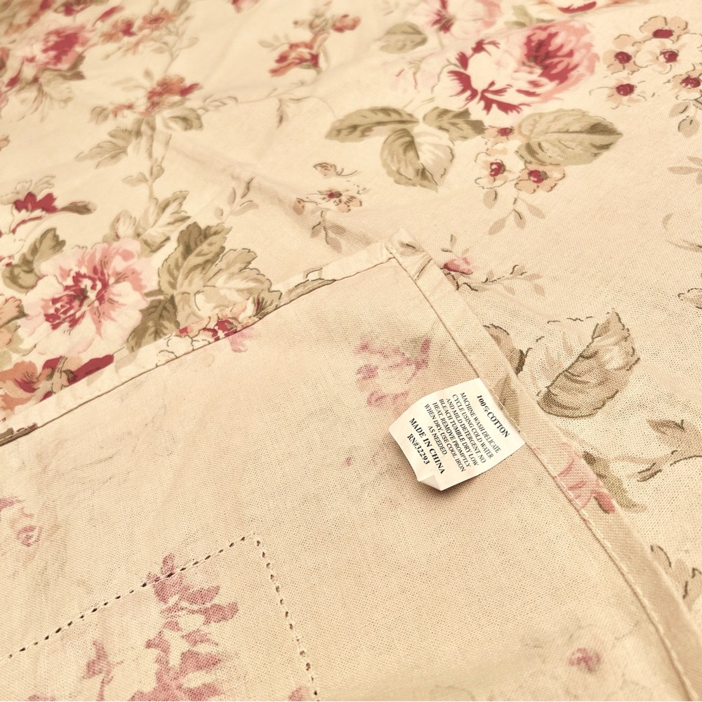 Floral Tea Stained Tablecloth with Red and Pink Accents #0215264 - Picture 4 of 9